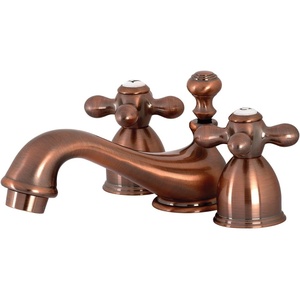 image:imageKingston Brass KS3951AX Restoration Mini Widespread Lavatory Faucet with Metal Cross Handle Polished ChromeAntique Copper
