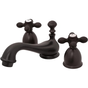image:imageKingston Brass KS3951AX Restoration Mini Widespread Lavatory Faucet with Metal Cross Handle Polished ChromeOil Rubbed Bronze