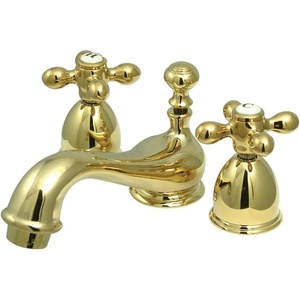 image:imageKingston Brass KS3951AX Restoration Mini Widespread Lavatory Faucet with Metal Cross Handle Polished ChromePolished Brass