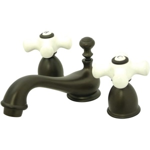 image:imageKingston Brass KS3951PX Restoration Mini Widespread Lavatory Faucet with Porcelain Cross Handle Polished Chrome4Inch Adjustable CenterOil Rubbed Bronze