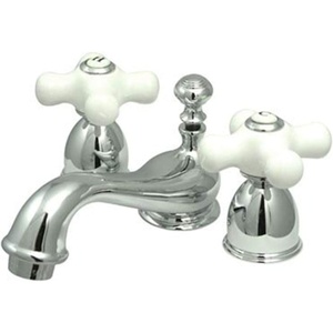 image:imageKingston Brass KS3951PX Restoration Mini Widespread Lavatory Faucet with Porcelain Cross Handle Polished Chrome4Inch Adjustable CenterPolished Chrome
