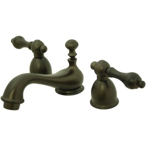 image:imageKingston Brass KS3952AL Restoration Mini Widespread Lavatory Faucet with Metal lever handle Polished Brass 4Inch Adjustable CenterOil Rubbed Bronze
