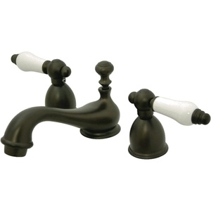 image:imageKingston Brass KS3955PL Restoration Mini Widespread Lavatory Faucet with Porcelain Lever Handle Oil Rubbed BronzeOil Rubbed Bronze