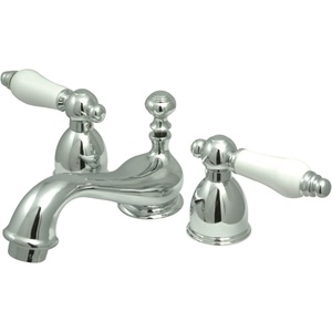 image:imageKingston Brass KS3955PL Restoration Mini Widespread Lavatory Faucet with Porcelain Lever Handle Oil Rubbed BronzePolished Chrome