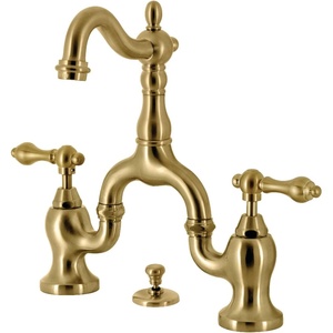image:imageKingston Brass KS7970AL English Country Bridge Bathroom Faucet with Brass PopUp Matte BlackBrushed Brass