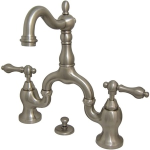 image:imageKingston Brass KS7970AL English Country Bridge Bathroom Faucet with Brass PopUp Matte BlackBrushed Nickel