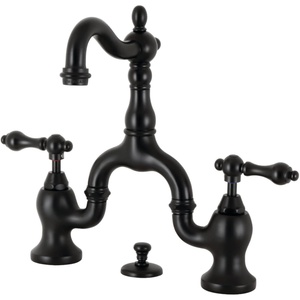 image:imageKingston Brass KS7970AL English Country Bridge Bathroom Faucet with Brass PopUp Matte BlackMatte Black