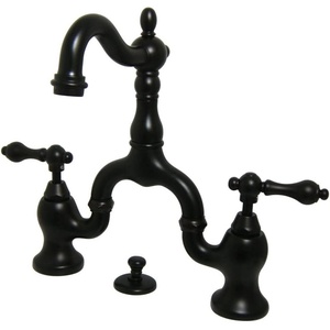 image:imageKingston Brass KS7970AL English Country Bridge Bathroom Faucet with Brass PopUp Matte BlackOil Rubbed Bronze