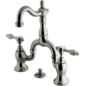 image:imageKingston Brass KS7971TAL 4 34 in Spout Reach Bridge Lavatory Faucet with Brass Pop Up Polished ChromeBrushed Nickel