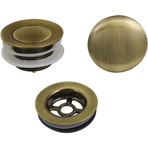 image:imageKingston Brass VTDETRIM3 Trimscape Toe Touch Tub Drain Trim Kit with Overflow Plate Antique BrassAntique Brass