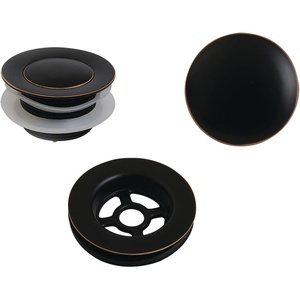 image:imageKingston Brass VTDETRIM3 Trimscape Toe Touch Tub Drain Trim Kit with Overflow Plate Antique BrassNaples Bronze