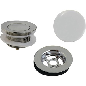 image:imageKingston Brass VTDETRIM3 Trimscape Toe Touch Tub Drain Trim Kit with Overflow Plate Antique BrassPolished Chrome