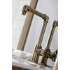 image:imageKingston Brass KSD144RXAB SingleHandle 1Hole Deck Mount Bathroom Faucet with Push PopUp in Antique BrassAntique Brass