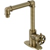 image:imageKingston Brass KSD144RXAB SingleHandle 1Hole Deck Mount Bathroom Faucet with Push PopUp in Antique BrassAntique Brass