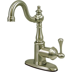 image:imageKingston Brass FSS7641BL English Vintage Single Handle Lavatory Faucet with Push PopUp and Plate Polished ChromeBrushed Nickel