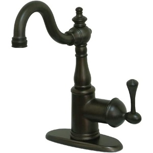 image:imageKingston Brass FSS7641BL English Vintage Single Handle Lavatory Faucet with Push PopUp and Plate Polished ChromeOil Rubbed Bronze
