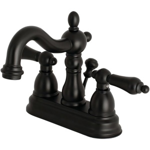image:imageKingston Brass KB1601AL Heritage 4Inch Centerset Lavatory Faucet with Metal Lever Handle Polished ChromeMatte Black