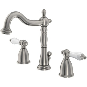 image:imageKingston Brass KB1971PL Heritage Widespread Lavatory Faucet with Porcelain Lever Handle Polished Chrome8Inch Adjustable CenterBrushed Nickel