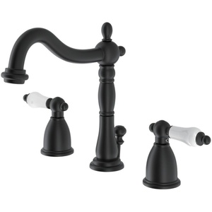 image:imageKingston Brass KB1971PL Heritage Widespread Lavatory Faucet with Porcelain Lever Handle Polished Chrome8Inch Adjustable CenterMatte Black