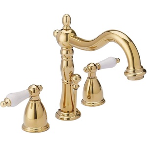 image:imageKingston Brass KB1971PL Heritage Widespread Lavatory Faucet with Porcelain Lever Handle Polished Chrome8Inch Adjustable CenterPolished Brass