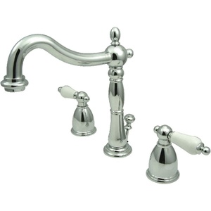 image:imageKingston Brass KB1971PL Heritage Widespread Lavatory Faucet with Porcelain Lever Handle Polished Chrome8Inch Adjustable CenterPolished Chrome