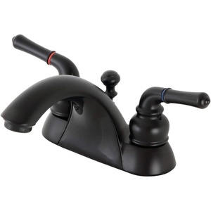 image:imageKingston Brass KB2624B Naples 4Inch Centerset Lavatory Faucet Brass PopUp Polished Chrome and Polished BrassMatte Black