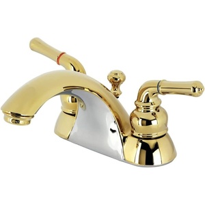 image:imageKingston Brass KB2624B Naples 4Inch Centerset Lavatory Faucet Brass PopUp Polished Chrome and Polished BrassPolished Brass