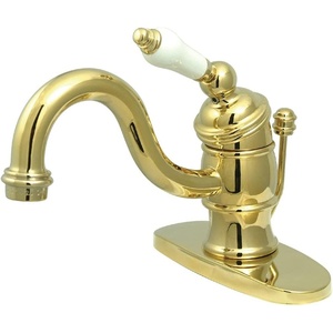 image:imageKingston Brass KB3405PL Victorian 4Inch Centerset Lavatory Faucet Oil Rubbed Bronze with Porcelain Lever HandlePolished Brass