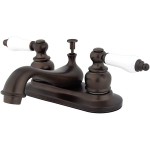 image:imageKingston Brass KB608PL Restoration 4Inch Centerset Lavatory Faucet with Porcelain Lever Handle Brushed NickelOil Rubbed Bronze