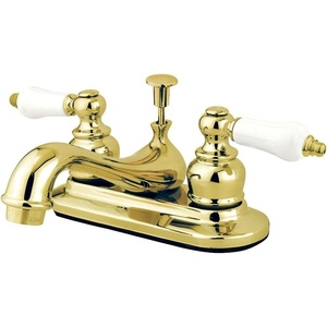 image:imageKingston Brass KB608PL Restoration 4Inch Centerset Lavatory Faucet with Porcelain Lever Handle Brushed NickelPolished Brass