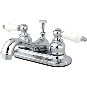 image:imageKingston Brass KB608PL Restoration 4Inch Centerset Lavatory Faucet with Porcelain Lever Handle Brushed NickelPolished Chrome