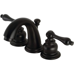 image:imageKingston Brass KB912AL Victorian Mini Widespread Lavatory Faucet with Brass PopUp Polished Brass4Inch Adjustable CenterMatte Black