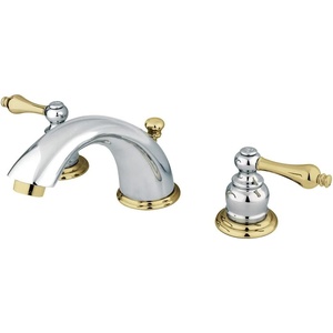 image:imageKingston Brass KB974AL Victorian Widespread Lavatory Faucet with Metal lever handle Polished Chrome and Polished Brass8Inch Adjustable CenterPolished ChromePolished Brass