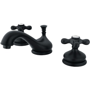 image:imageKingston Brass KS1161AX Heritage Widespread Lavatory Faucet with Metal Cross Handle Polished Chrome8Inch Adjustable CenterMatte Black