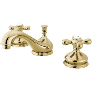 image:imageKingston Brass KS1161AX Heritage Widespread Lavatory Faucet with Metal Cross Handle Polished Chrome8Inch Adjustable CenterPolished Brass