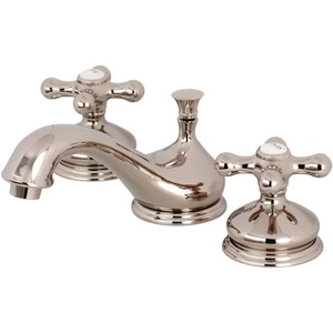 image:imageKingston Brass KS1161AX Heritage Widespread Lavatory Faucet with Metal Cross Handle Polished Chrome8Inch Adjustable CenterPolished Nickel