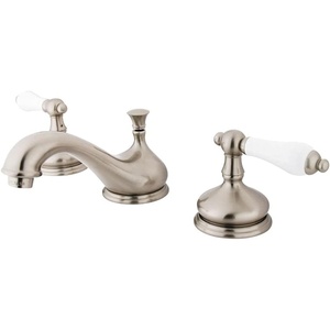 image:imageKingston Brass KS1162PL Heritage Widespread Lavatory Faucet with Porcelain Lever Handle Polished Brass8Inch Adjustable CenterBrushed Nickel