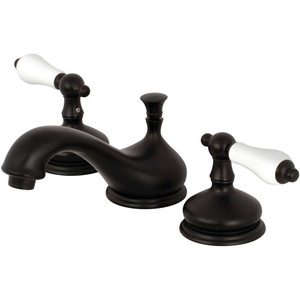 image:imageKingston Brass KS1162PL Heritage Widespread Lavatory Faucet with Porcelain Lever Handle Polished Brass8Inch Adjustable CenterOil Rubbed Bronze