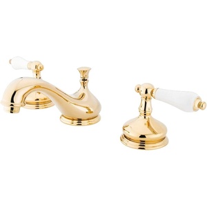 image:imageKingston Brass KS1162PL Heritage Widespread Lavatory Faucet with Porcelain Lever Handle Polished Brass8Inch Adjustable CenterPolished Brass
