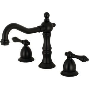 image:imageKingston Brass KS1972AL Heritage Widespread Lavatory Faucet with Metal lever handle Polished Brass8Inch Adjustable CenterMatte Black