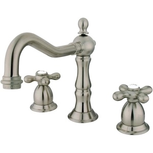 image:imageKingston Brass KS1972AX Heritage Widespread Lavatory Faucet with Metal Cross Handle Polished Brass 8Inch Adjustable CenterBrushed Nickel