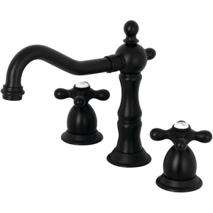 image:imageKingston Brass KS1972AX Heritage Widespread Lavatory Faucet with Metal Cross Handle Polished Brass 8Inch Adjustable CenterMatte Black