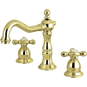 image:imageKingston Brass KS1972AX Heritage Widespread Lavatory Faucet with Metal Cross Handle Polished Brass 8Inch Adjustable CenterPolished Brass