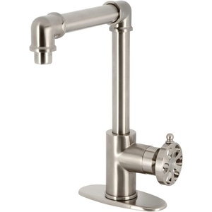image:imageKingston Brass KSD144RXAB SingleHandle 1Hole Deck Mount Bathroom Faucet with Push PopUp in Antique BrassBrushed Nickel