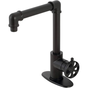 image:imageKingston Brass KSD144RXAB SingleHandle 1Hole Deck Mount Bathroom Faucet with Push PopUp in Antique BrassMatte Black