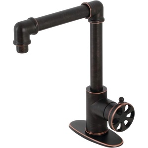 image:imageKingston Brass KSD144RXAB SingleHandle 1Hole Deck Mount Bathroom Faucet with Push PopUp in Antique BrassNaples Bronze