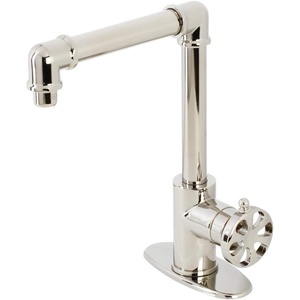 image:imageKingston Brass KSD144RXAB SingleHandle 1Hole Deck Mount Bathroom Faucet with Push PopUp in Antique BrassPolished Nickel