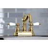 image:imageKingston Brass KB1601PL Heritage 4Inch Centerset Lavatory Faucet with Porcelain Lever Handle Polished ChromeBrushed Brass