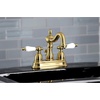 image:imageKingston Brass KB1601PL Heritage 4Inch Centerset Lavatory Faucet with Porcelain Lever Handle Polished ChromeBrushed Brass