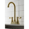 image:imageKingston Brass KB492ACL American Classic TwoHandle 2Hole Deck Mount Bar Faucet in Polished BrassBrushed Brass